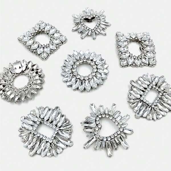 1 pezzo decorazione a molletta in cristallo di vetro per scarpe da sposa, con tacco alto brillante, fibbia decorativa rimovibile con strass, per le donne