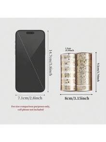 12pcs Golden Foil Floral Washi Tape Set - Decorative Adhesive Stickers For Scrapbooking, Gift Wrapping & Crafts, Scrapbook Stickers