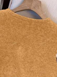 1 pezzo Canotta in maglia a tinta unita dal design semplice, con un unico bottone in metallo, scollo tondo, versatile e alla moda cardigan gilet in maglia per donna, adatto per la primavera/estate