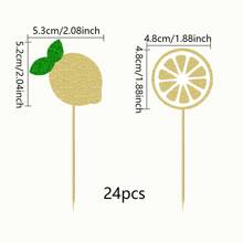 12/24 Pièces Bouchons de gâteau à la citronnecflatté paillettes, thème de fête aux fruits, décoration de fête limonade, bouchons de gâteau d'été, décorations de fête Main Squeeze, bouchons de gâteau tutti frutti
