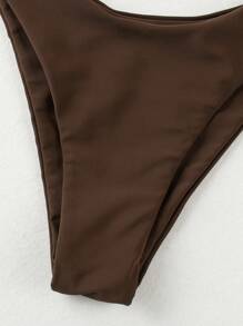 Sexy Solid Color Spaghetti Strap Open Back Bikini Swimsuit