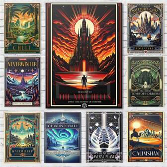 1 pièce/3 pièces Affiches d'arts muraux Affiches de jeux de voyage dans le monde Affiches de jeux de rôle fantastiques Impression sur canevas art mural Images pour décoration de maison salle de jeux de bureau sans cadre/avec cadre canevas