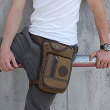 1PC Men's Vintage Tactical Waist Pack - Multi-Pocket Outdoor Leg Bag With Phone Holder, Adjustable Strap For Hiking & Everyday Essentials