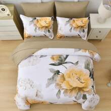Purple King Size Comforter Set 7 Piece Bed In A Bag, Floral Printed On Light Purple Comforter Set With Sheets, Soft Microfiber Complete Bedding Set