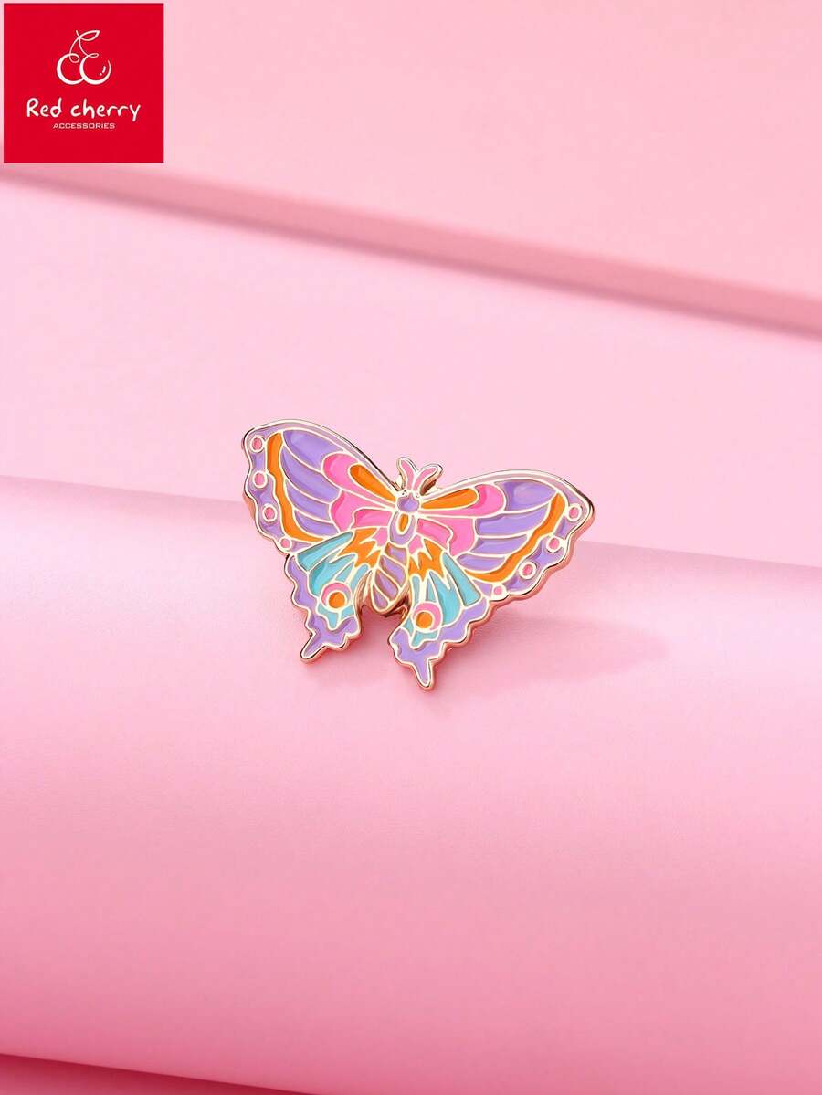 1 件女孩锌合金蝴蝶形紫色滴金镀可爱胸针，适合日常休闲、帽子、珠宝配饰 - 蝴蝶 - 查看 1