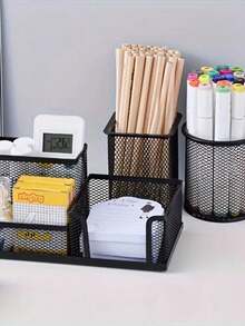 Organizador De Canetas 3 Compartimentos Lápis Mesa De Escritório Porta Treco Decoração Papelaria