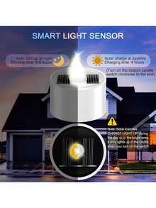 4/6/12 件太阳能茶蜡烛灯，防水闪烁无焰蜡烛灯带光传感器，可充电，适用于户外派对、花园、家居装饰 - 暖光 - 查看 3
