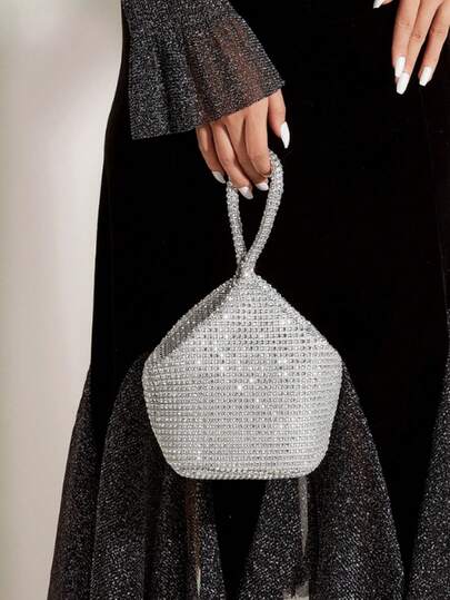 时尚优雅水钻装饰晚装手提包