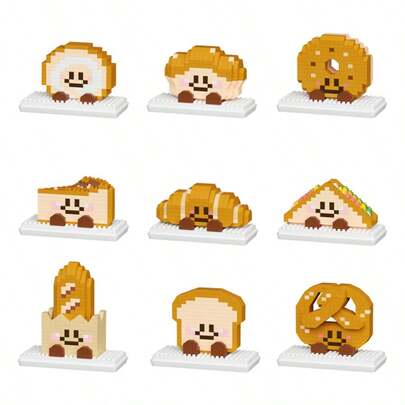 New Arrivals Kawaii Bread&Cake Series Mini Building Blocks Toys Micro Small Particle Building Blocks Plastic 3D Puzzle Toast Sandwich Croissant Kids Toys Educational Toys,Children Birthday Gifts,Party Decorations,Christmas Gifts/New Year Gifts
