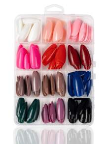 288pcs Medium Almond Press On Nails, 12 Solid Color Glossy Acrylic Fake Nails Full Cover Nail Tips, False Nails For Nail Art Decoration Diy,Pink Nails,Red Nails,Black Nails,Spring And Summer Nail Art