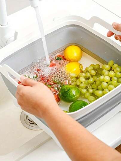 Silicone Foldable Bucket With Drain Plug - Portable Foldable Basin, Suitable For Camping, Fishing, Picnicking - Large Capacity, Easy To Store Outdoor Practical Container