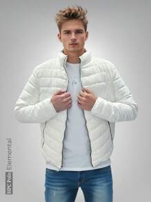 HPC POLO Chamarra Abrigo Blanca para Hombre HPC Polo – Estilo Puffer , Manga Larga, Básica, Casual, Bonita, Ligera y Cómoda, Ideal para Clima Fresco, Look Urbano o Uso Diario