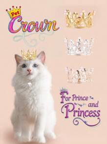 1pc Pet Birthday Crown Hat, Cat Birthday Crown Hat, Dog Birthday Crown Hat, Cat & Dog Pearl Crown Hat