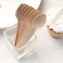 10/50/100pcs Disposable Wooden Dessert Ice Cream Cake Spoons, Spoons Made Of Birch Wood Suitable For Wedding Disposable Items Graduation Party Dining Utensils, Birthday Party, Camping, Restaurant Utensils - Multicolor - View 2