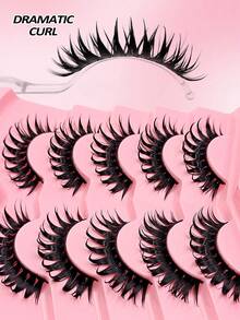 Asiteo 5 对/包超浓密假睫毛浓密卷曲蓬松假睫毛仿貂皮睫毛看起来湿润全条眼部提升外观延长睫毛加长和丰盈您的眼睛适合角色扮演或戏剧性美妆