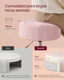VASAGLE Taburete de Maquillaje, Silla de Tocador, Altura Ajustable, 360° Giratorio, PU, Asiento Grueso, para Dormitorio Cocina Comedor, Moderno, Rosa Jalea - Rosa - Ver 3