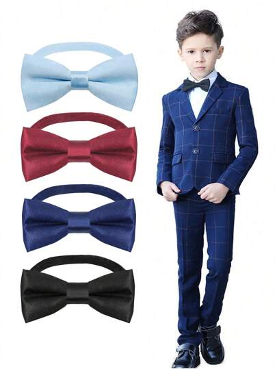 1pc Kids Bow Tie Accessory, Solid Color Bow Tie Ornament, Elegant Attire Decor For Children Performance Outfit