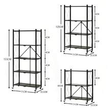 Foldable Steel Storage Shelf, 3 Shelves With Casters, 70 Cm Wide, Foldable Open Shelf, Easy To Move, Easy To Assemble, Microwave Shelf, Kitchen Shelf, Living Room Shelf - màu đen - Xem 7