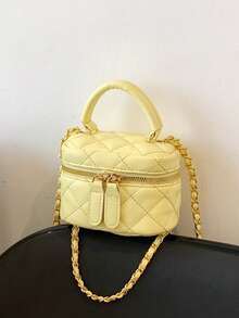 Lightweight Mini Bags, Chain Bags, Quilted Thread Bags, Handbags, Bucket Bags, Suitable For Teen Girls, College Students, And White-Collar Workers, Very Suitable For Offices, Universities, Work, Commuting, Outdoor Activities, Travel, And Outings - Yellow - View 3