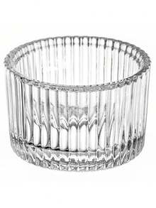 10pcs Glass Tea Light Candle Holders, Size: 2.17" X 1.46", Vertical Striped Transparent Glass Small Candle Holders, Mini Ribbed Tea Light Candle Holders, Suitable For Wedding, Birthday, Holiday Decor, Tabletop - Multicolor - View 6