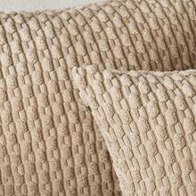 1pc/2pcs Bohemian Striped Throw Pillow Cover (Pillow Insert Not Included), Soft Fleece Solid Color Decorative Square Cushion Cover For Holiday, Sofa, Bedroom, Bed, All Seasons Use - Khaki - View 4