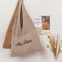 1 buc. Geantă de plajă croșetată, personalizată, brodată, în stil boho, la modă - Geantă de umăr tricotată în culoare solidă, mai multe culori disponibile, cu design de plasă, geantă croșetată, geantă de umăr cu capacitate mare, portofel de plajă, geantă de vară împletită cu goluri pentru femei, geantă de umăr, geantă împletită, geantă tote de capacitate mare pentru vară, geantă împletită tricotată multicoloră, geantă tricotată vintage simplă cu goluri, cumpărături pentru geantă din fire, ideală pentru vacanța de vară și utilizarea zilnică, esențială pentru călătorii, perfectă pentru decorarea ținutei și fotografie, universală, capacitate mare, versatilă, multifuncțională, colorată, drăguță, adorabilă, contractată, amuzantă, kawaii, y2k, minimalistă, navetă, business casual, de bază, personalizată, unică, personalizată, cadouri ideale pentru el, cadouri ideale pentru ea, familia, prietenii, prietena, pentru aniversări, pentru zile de naștere, pentru sărbători/vacanțe, pentru activități - Multicolor - Vizualizare 4