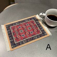 Coffee Mat Arabic Style Absorbent Insulated Coaster Coffee Or Tea Coaster Table Mat Heat Resistant Drying Non-Slip Coffee Coaster Suitable For Coffee Machine, Coffee Pot, Coffee Accessories 1 Piece