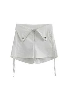 Women Drawstring Pleated Casual Summer Shorts