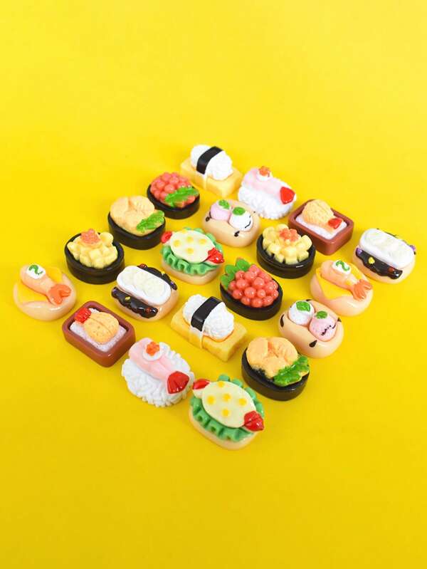 5pcs (Assorted Styles) Miniature Sushi Series Resin DIY Accessories, Pretend Play Toys Fridge Magnets Handicraft Materials