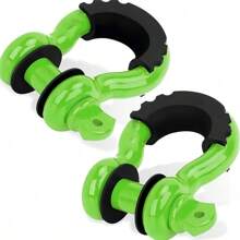 2 pièces Crochet en D - Robuste 28,5 T (57 000 lb) Résistance maximale à la rupture Lourd Anneau en D avec vis pour le sauvetage de véhicules, rouge/noir/vert/orange