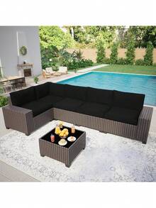 1pc Milk Silk Sofa Cushion Cover, High Elastic Dust-Proof Washable Sofa Slipcover For All Season, Suitable For Outdoor Rattan Sofa - Black - View 2