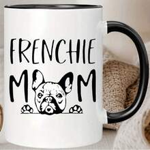 Ceramic French Bulldog Coffee Mug For Dog Lovers - Insulated Reusable Beverage Cup, Hand Wash Only - Suitable For Home And Office Use - Durable Ceramic Material - Đen - Xem 6
