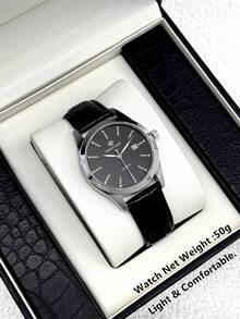 Pablo Raez 1pc Black Suit Cool Man Watch Fashion Casual Wristwatch For Man Stainless Steel Silver IPS Plated Case Luxury Black Soft & Comfortable Microfiber Leather Superior Sense Luminous Bar Scales Face With Date 50M Waterproof Top Brand New AAA Male Quartz Wristwatch Sports Elegant Clock Nice Business Gift For Friend Or Family Father Presents Fit For Daily Life/Work/Party Decorations Dress Watch Birthday Retro - one-size - View 6