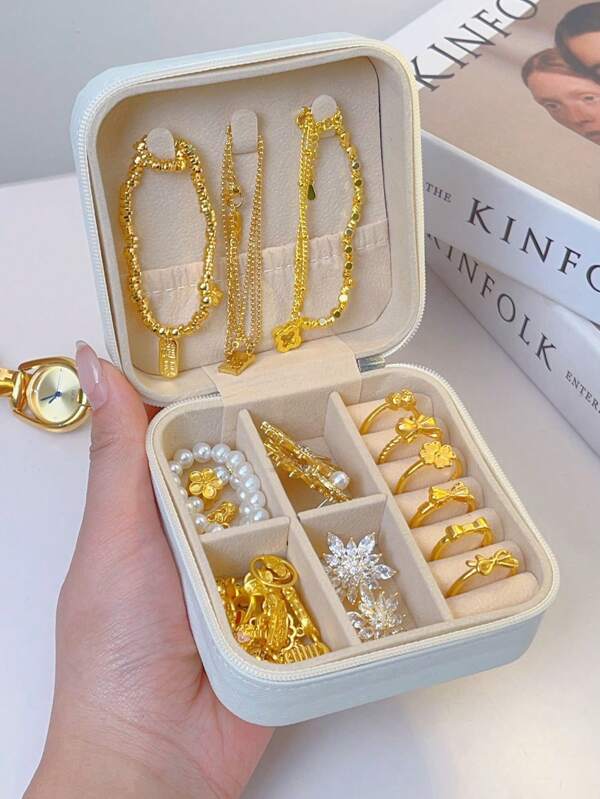 1 pieza Joyero de viaje, Estuche de joyería de gran capacidad, Caja organizadora de maquillaje, Soporte de exhibición de joyería multifuncional, Adecuado para anillos, colgantes, aretes, collares, Gran regalo para niñas, mujeres, Halloween, Navidad