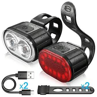 Set di luci anteriori e posteriori per bicicletta, luci ricaricabili USB, faro per bicicletta da montagna, luce posteriore a LED impermeabile, accessori per bicicletta