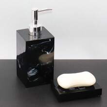 Polyresin Bathroom Set Including Soap Dispenser Bottle, Toothbrush Holder, Soap Dish, Cup, Tray, Comb Rack For Bathroom Decor & Organization, Customize As Desired Bathroom Accessories Bathroom Organizer Fall Decor Back To School Storage