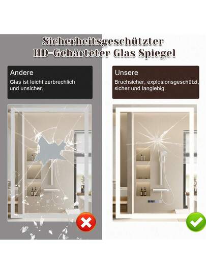 Bathroom Lighting Spiegel LED 50x70cm Wand IP44 Touch Switch Klok Fog Removal Feature Dimmable 3000K 6500K view 4