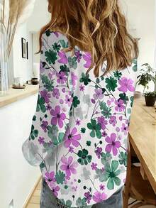 女士时尚印花休闲衬衫