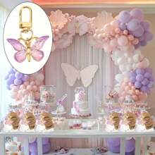 36pcs, Butterfly Keychain Gift Set, 12pcs Acrylic Purple Keychains, 12pcs Brown Cards And 12pcs Organza Drawstring Bags,Gender Reveal Decorations, Perfect For Birthday Decorations, Wedding, Parties,Graduation, The Perfect Gift For Colleagues, Friends, And Family, Back To School Valentine Day Mother's Day Graduation