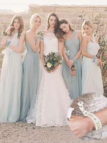 11pcs Fashionable Polyester & Spandex Bridal Party Wristbands Set - 1 White Bride & 10 Bridesmaids - Wedding Accessories For Bachelorette Hen Party Celebrations - Multicolor - View 6