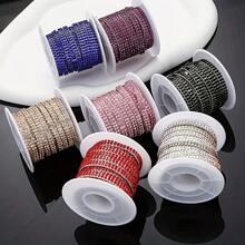 5m Self-Adhesive Rhinestone Tassel Trim - 2 Rows, Solid Color, Suitable For Car Decor, Parties, Birthdays, Weddings, Clothing, Shoes, Hats, Crafts - Thematic Stickers, Best For Christmas