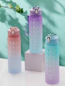 1 szt. 750 ml Gradientowa motywacyjna butelka na wodę - PC, przenośna z paskiem, plastikowy kubek sportowy z inspirującą frazą, idealna dla entuzjastów sportów na świeżym powietrzu i fitnessu