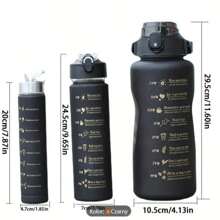 Ensemble de bouteilles d'eau de motivation 3 en 1 - Multi-design, 2 L + 900 ml + 300 ml | Bouteille d'eau Sipper pour adultes | Bouteilles d'hydratation anti-fuites avec marqueur de temps inspirant pour salle de sport, bureau et voyage, BOUTEILLE DE MOTIVATION 3 PIÈCES avec tasse à mesurer Bouteille de motivation pour l'eau.