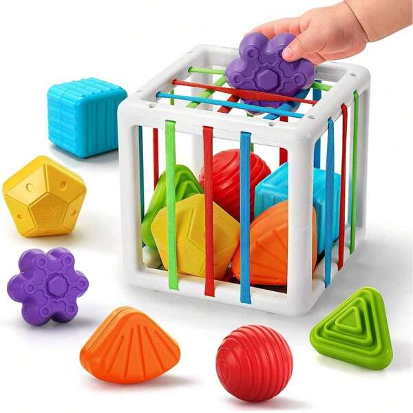 7pcs/11pcs/12pcs/15pcs Baby Building Blocks, Baby Alphabet Shape Sorting Toys, Montessori Toys, Colorful Textured Balls, Fine Motor Skills Learning Activities, Early Development Learning Toys For Boys And Girls, 12-18 Months Baby Toys (Some Accessories Colors Are Shipped Randomly)