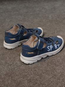 1 Pair Children's Athletic Sandals, Blue Frame Design With Hook And Loop, Suitable For Summer - Royal Blue - View 5