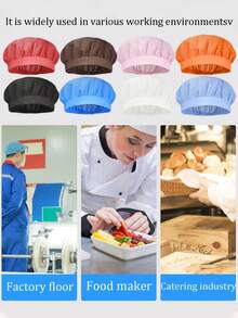 1pc Breathable Chef Hat, Air Circulation Work Caps, Dust-Proof And Comfortable Chef Hat, Mesh Dust-Proof Hat, Suitable For Catering, Baking, And Workshop Use,Suitable For Various Fields, Factories, Food Manufacturers, Catering Producers, Home Kitchen Hats, Catering Shop Chef Hats. The Grid Design Is Breathable And Not Stuffy - Multicolor - View 2