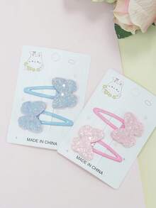 1 Pc (2/4 Pcs Hairpins) Korean Solid Glitter Bow Hairpins For Bangs & Baby Hair, Hair Accessories For Girls - Sequin Butterfly Water Drop Clip - View 2