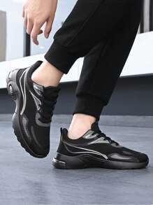 Tênis Esportivos de Malha Respirável e Confortável, com Aumento de Altura por Amortecimento de Ar, Estilo Casual Fashionável para Uso Externo e Corrida, com Cadarço, para Homens
