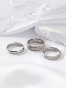 3pcs Fashionable Simple Charm Stainless Steel Ring Set For Men, Woman,Couples, Daily Wear And Parties ,Birthday Gift Festivals Jewelry ,Stackable Ring Statement Band