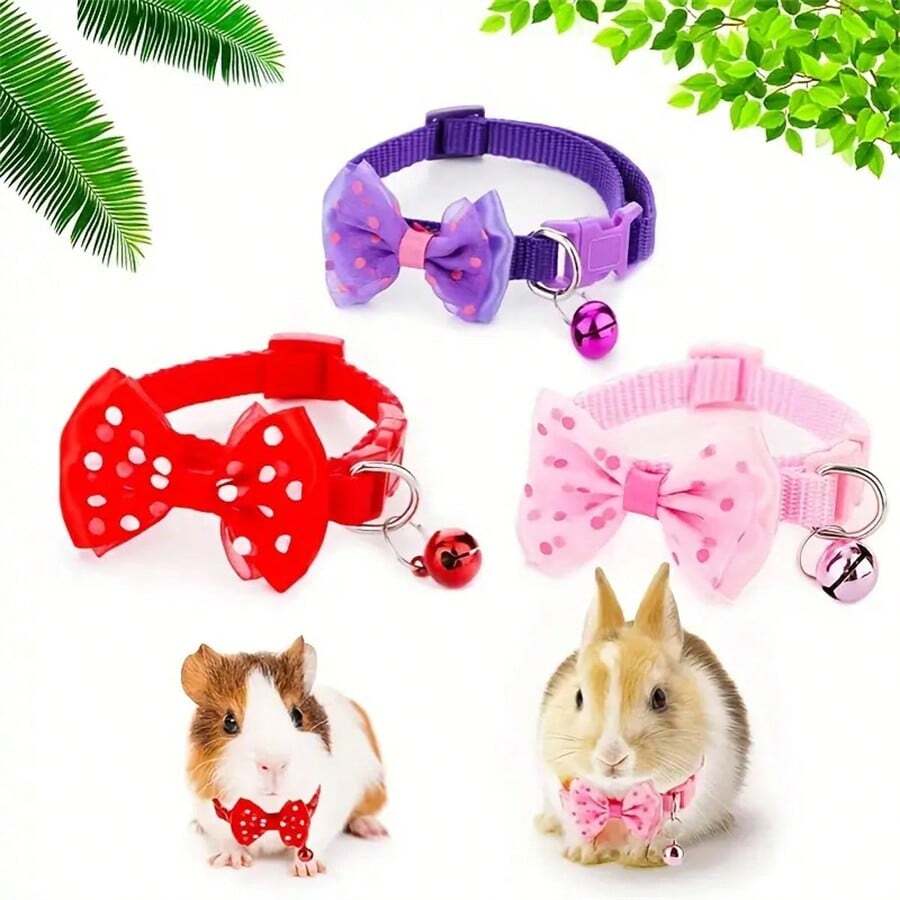 1 pieza Collar con volantes pequeño para mascotas, accesorios para conejos, lindo y ajustable, hecho de poliéster - Multicolor - Ver 1